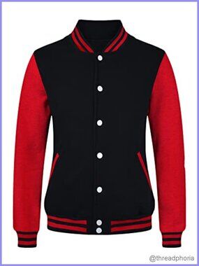 Women's Fleece Varsity Baseball Jacket Lightweight Button Down Coat